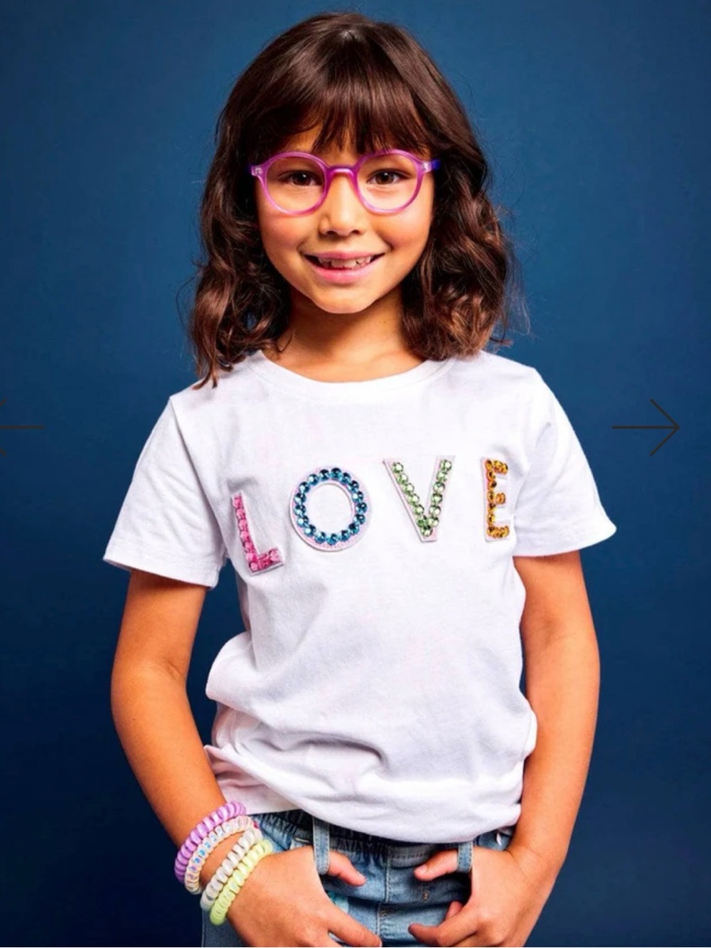 Lola and the Boys GEMS LOVE T-SHIRT Girls' White Short-Sleeve Tee EUC SIZE 6